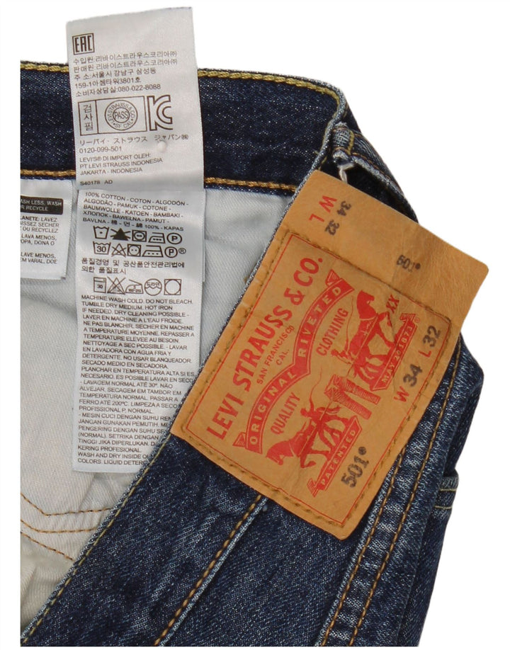 Мужские прямые джинсы Levi's 501 W34 L32 темно-синие, хлопок