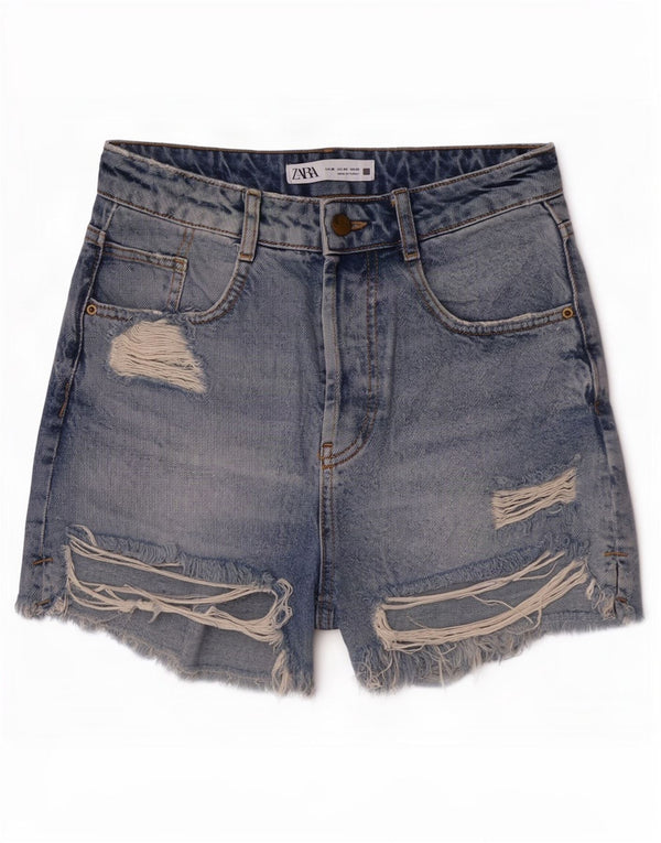 Женские джинсовые шорты с высокой талией Zara EU 36 XS W26, синие, хлопок