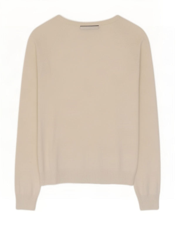Женский кардиган Zara UK 12, средний белый хлопковый свитер