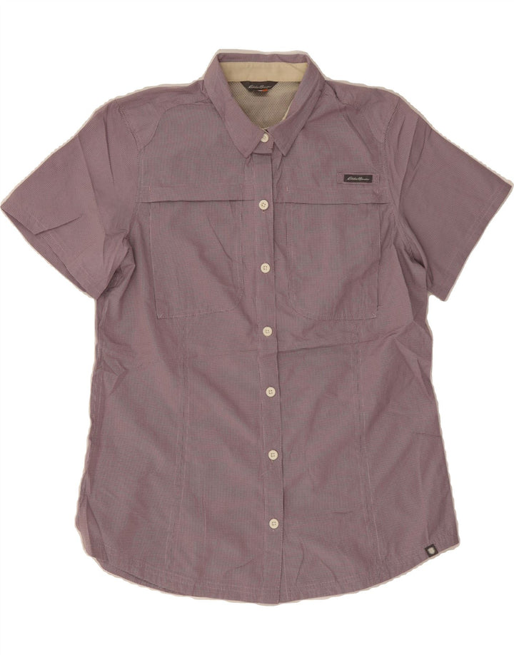 EDDIE BAUER Womens Short Sleeve Shirt UK 10 Small Purple Gingham Polyester Vintage Eddie Bauer and Second-Hand Eddie Bauer from Messina Hembry 