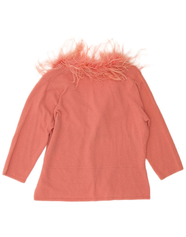 Женский кардиган Monsoon с рукавом 3/4, Великобритания, 18 XL, розовая шерсть