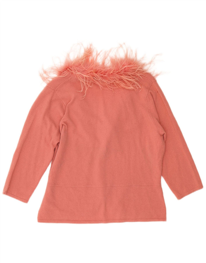 Женский кардиган Monsoon с рукавом 3/4, Великобритания, 18 XL, розовая шерсть