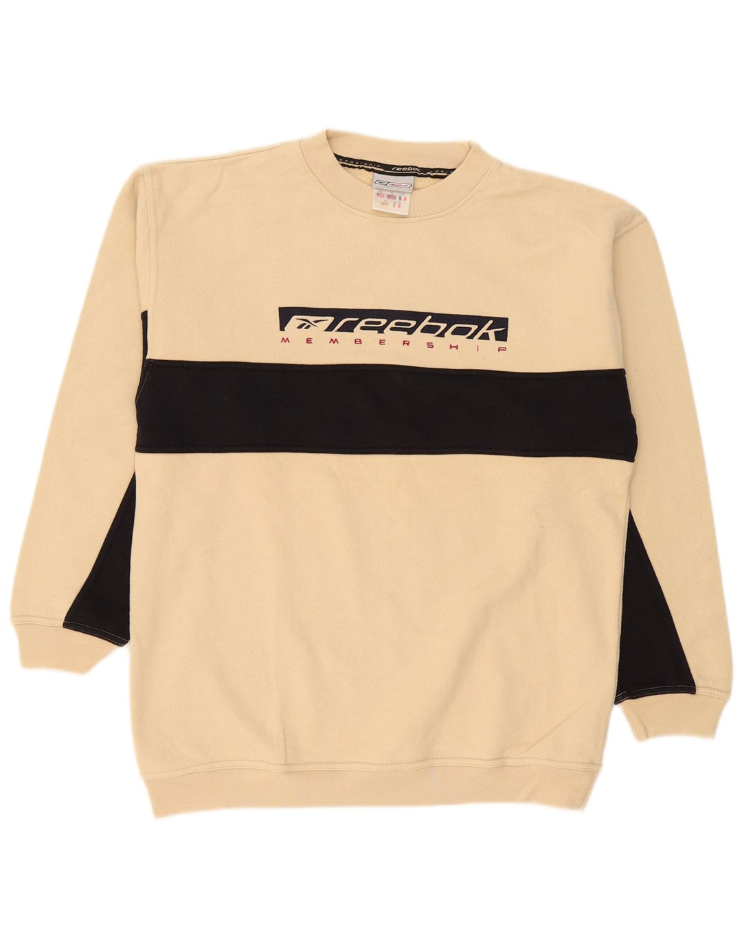 Мужской свитшот Reebok с графическим рисунком, маленький бежевый, хлопковый с цветными блоками