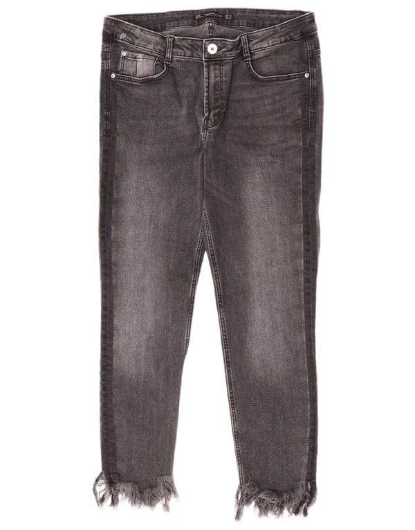 Женские укороченные джинсы скинни Zara Trafaluc EU 42, большие W32 L24, серые