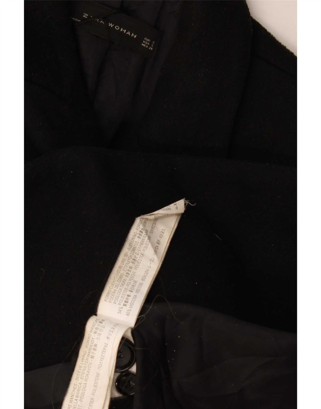 Женское двубортное пальто Zara UK 10, маленький черный полиэстер