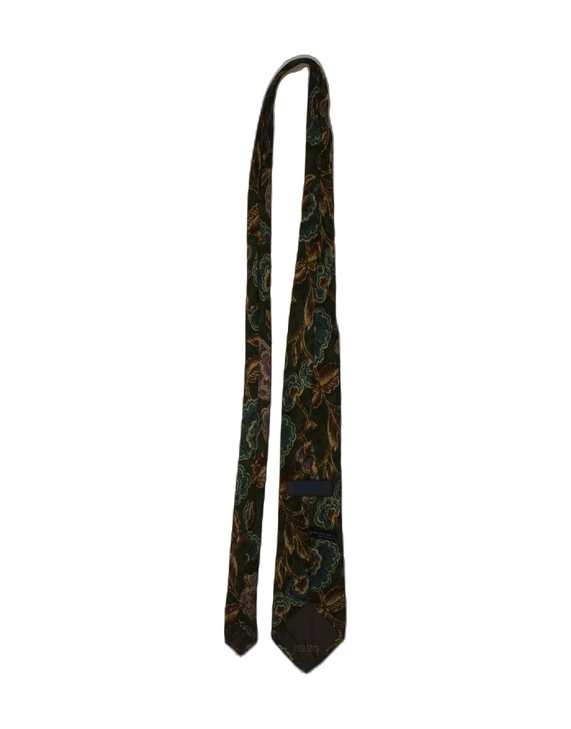 KENZO Mens Tie One Size Green Floral Silk Vintage Kenzo and Second-Hand Kenzo from Messina Hembry 