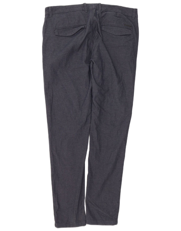 Мужские брюки-чиносы Zara Slim Fit EU 44, большие W34 L32, темно-синие, хлопок