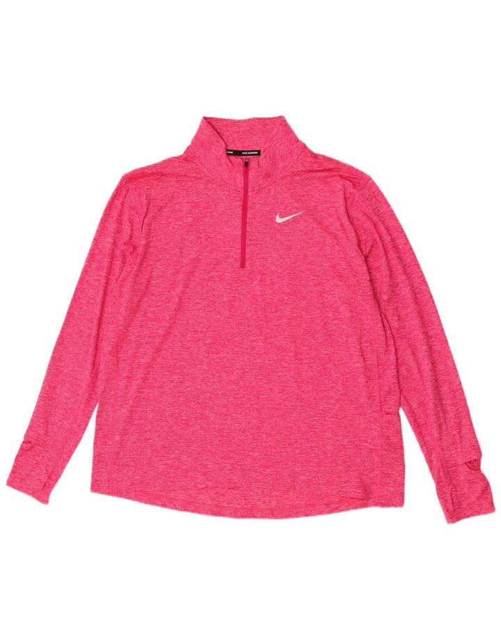 Мужской пуловер для бега Nike Dri Fit с воротником на молнии, спортивный костюм, топ XL, розовый в крапинку
