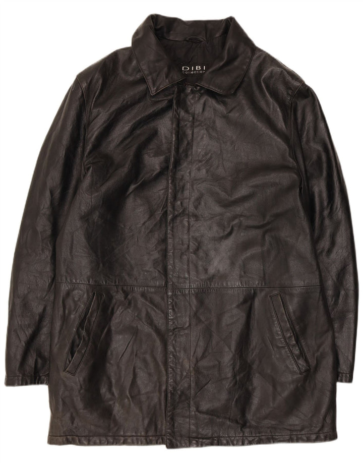 Мужское кожаное пальто Dibi IT 50 большое черное кожаное