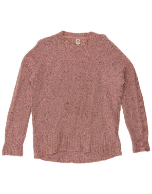 JOHN LEWIS Womens Crew Neck Jumper Sweater UK 12 Medium Pink Flecked