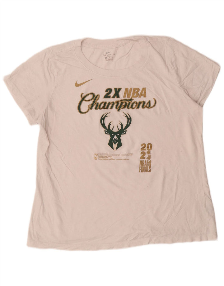 Женская футболка NIKE Milwaukee Bucks с графическим рисунком, топ UK 14, средний размер, белый хлопок