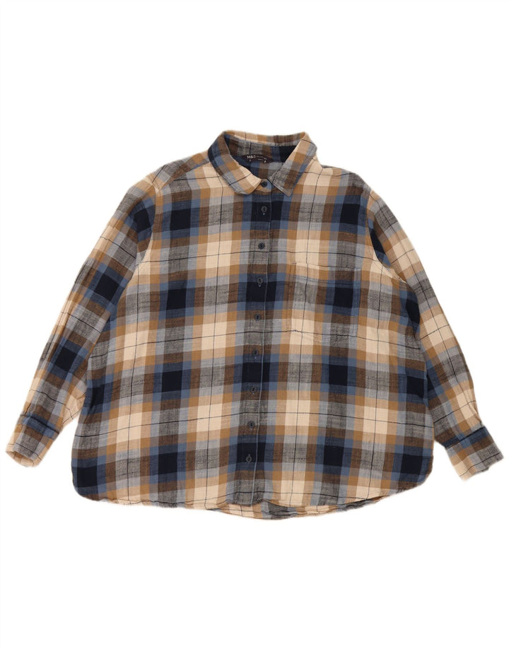 Женская фланелевая рубашка Marks & Spencer UK 18 XL, хлопок в разноцветную клетку