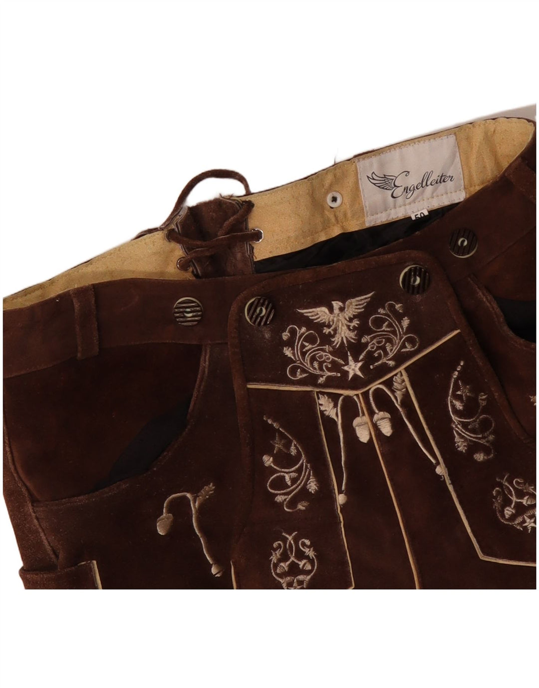 ВИНТАЖНЫЕ женские замшевые шорты IT 50 XL W38 Коричневые кожаные с узором пейсли