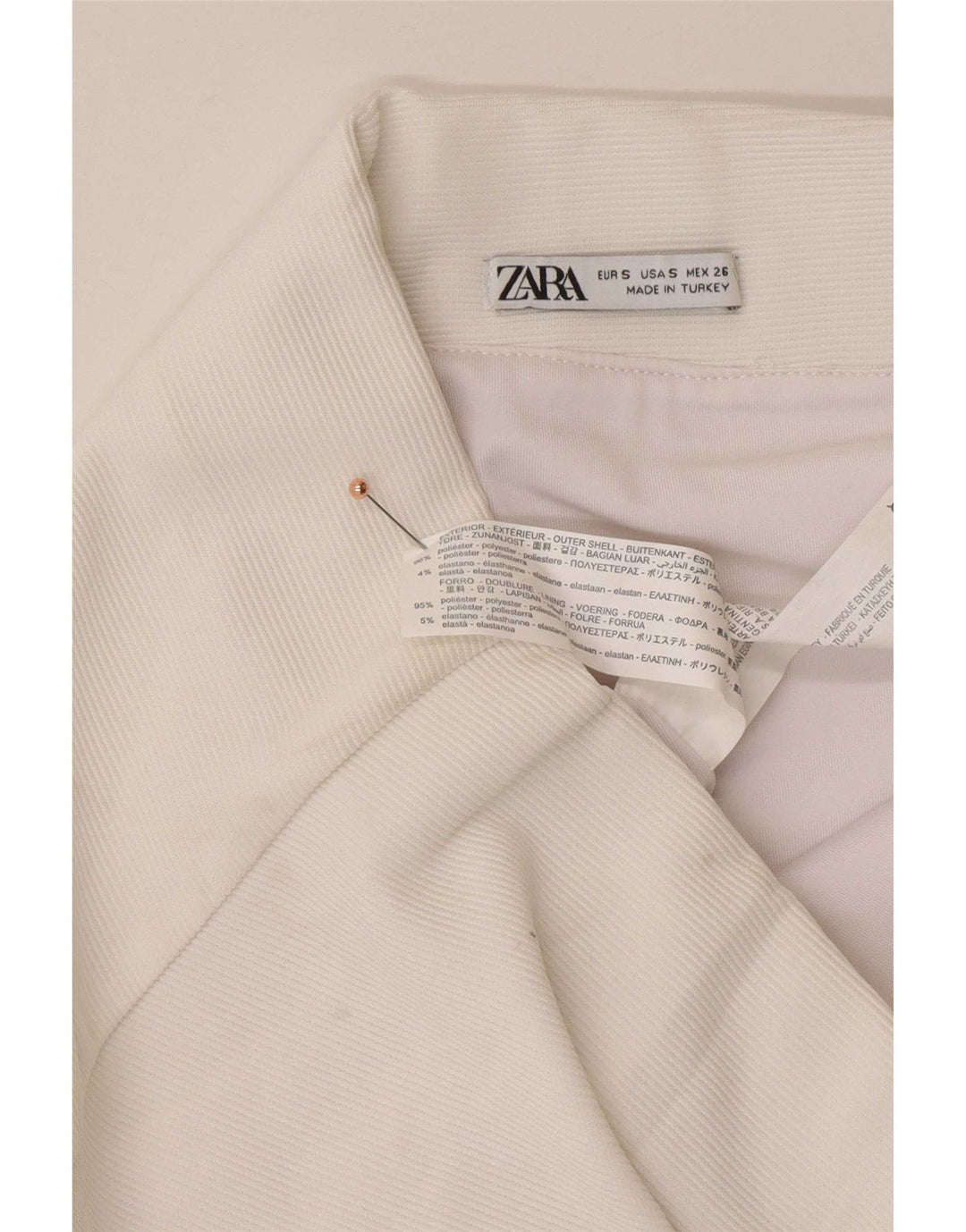 Женская мини-юбка Zara, маленькая W26, белый полиэстер
