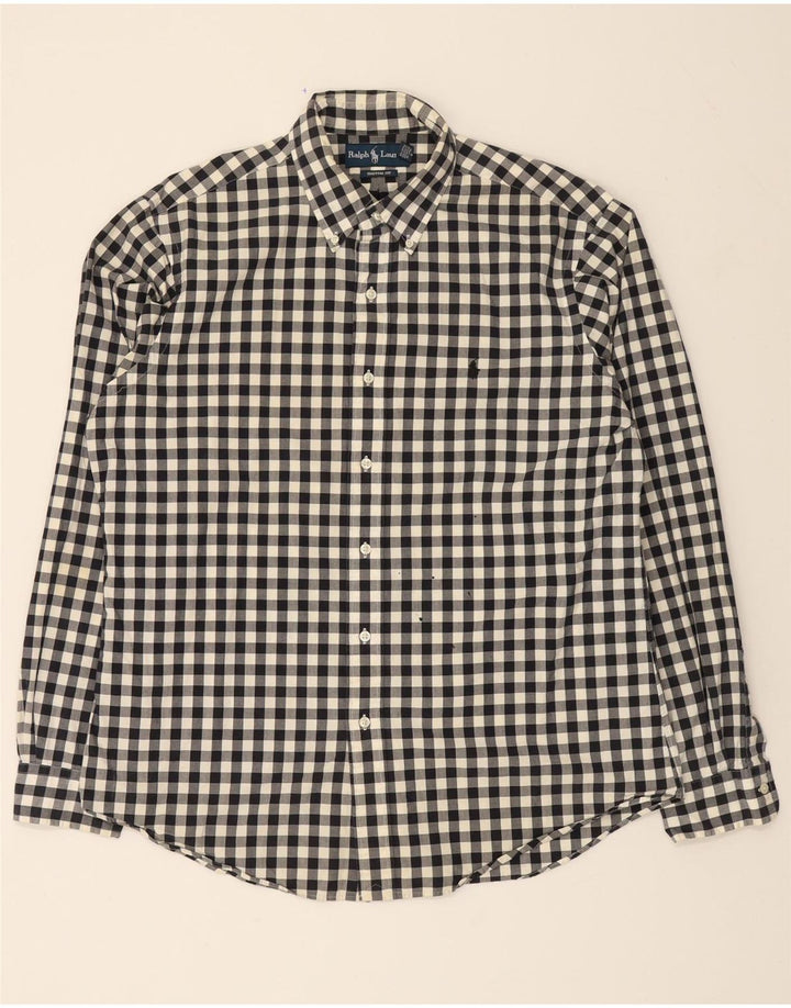 RALPH LAUREN Mens Custom Fit Shirt Large Black Check Cotton Vintage Ralph Lauren and Second-Hand Ralph Lauren from Messina Hembry 