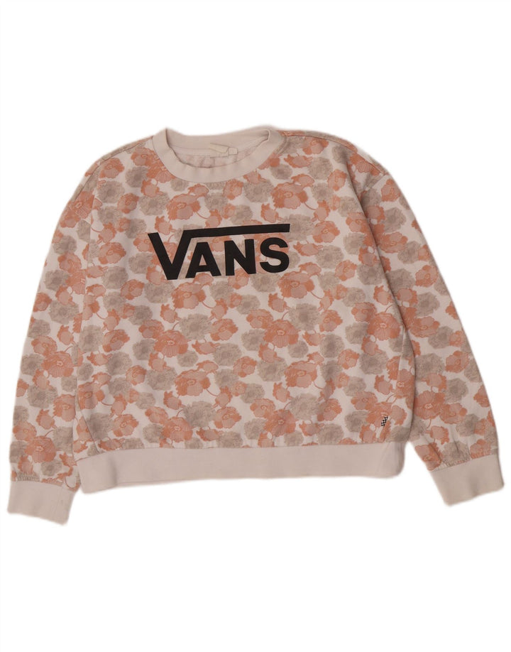 Женский джемпер оверсайз с рисунком Vans UK 14, средний белый с цветочным принтом