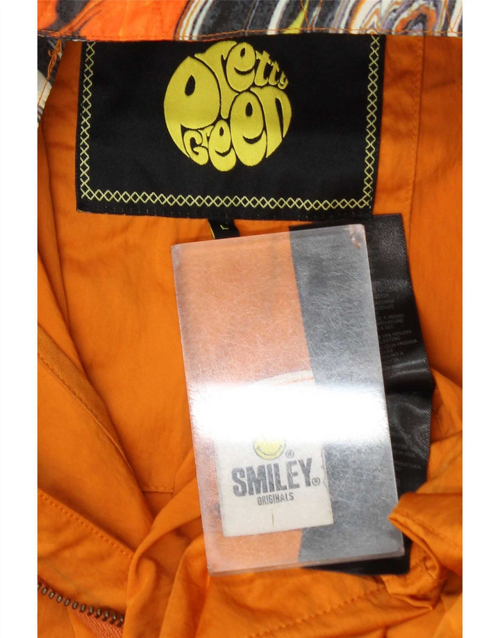 Мужской плащ с капюшоном Pretty Green Smiley UK 40, большой оранжевый полиэстер