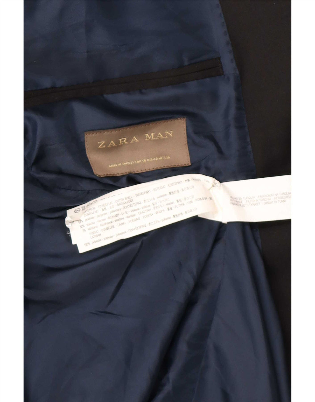 Мужской пиджак Zara на 2 пуговицах EU 50, средний черный полиэстер