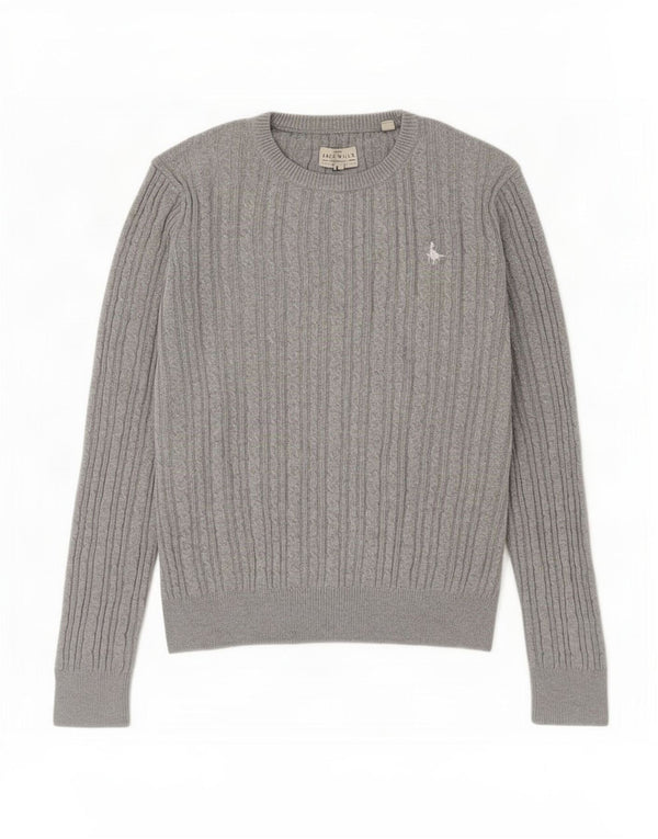 Женский джемпер с круглым вырезом Jack Wills, маленький серый хлопковый свитер, Великобритания 10