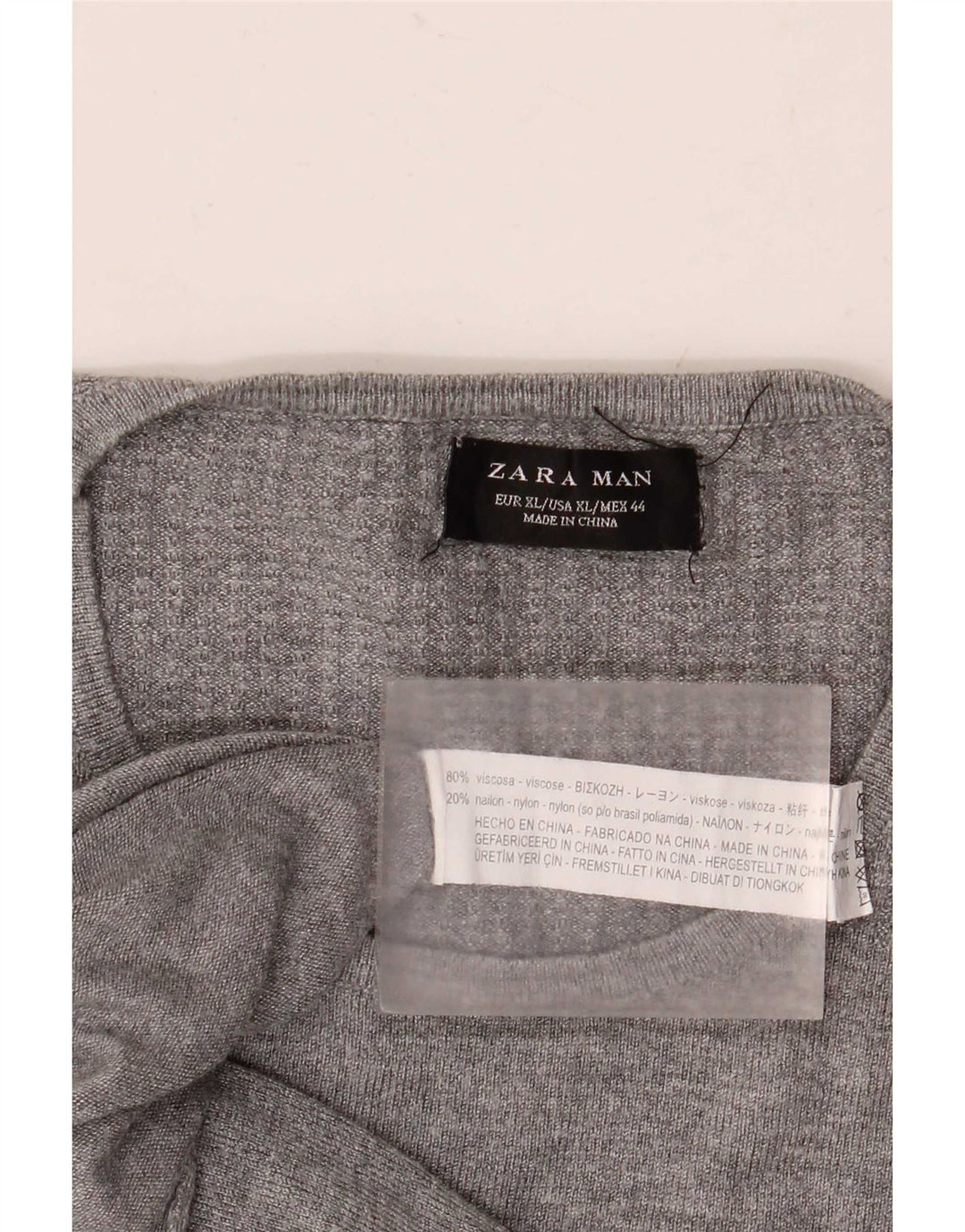 Мужской джемпер с круглым вырезом Zara XL, серый вискоза