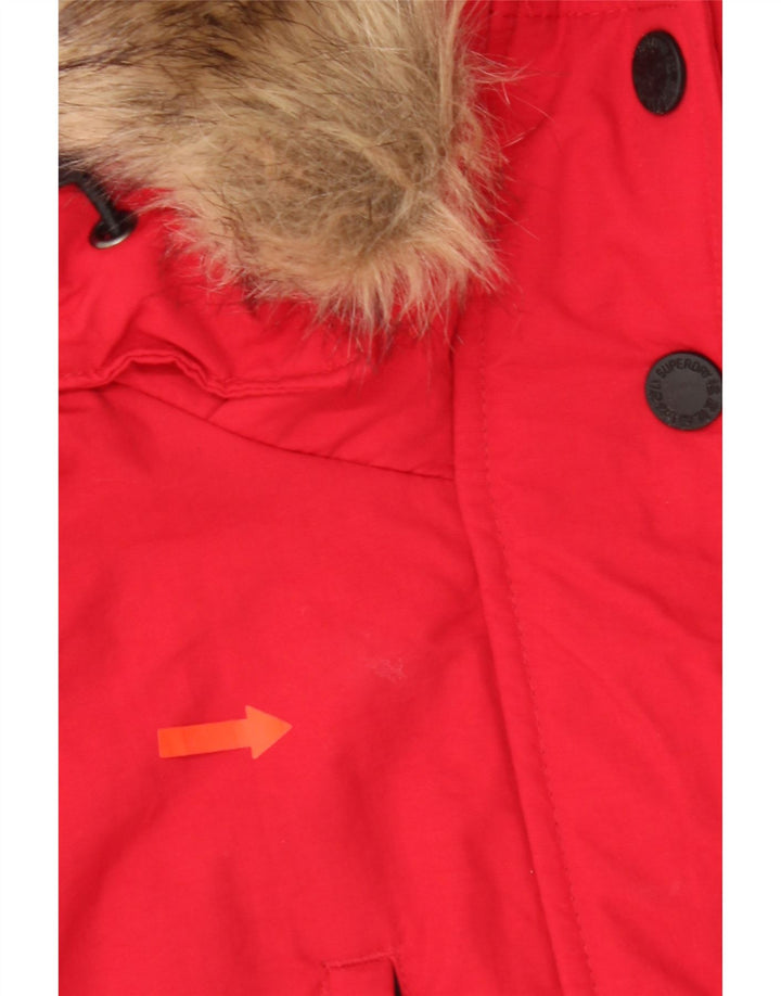 Женская парка большого размера с капюшоном Superdry UK 10, маленькая, красный нейлон