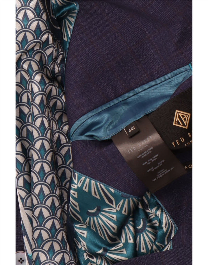 Мужской пиджак TED BAKER с 2 пуговицами, Великобритания 44, размер 2XL, темно-синий, шерстяной в клетку