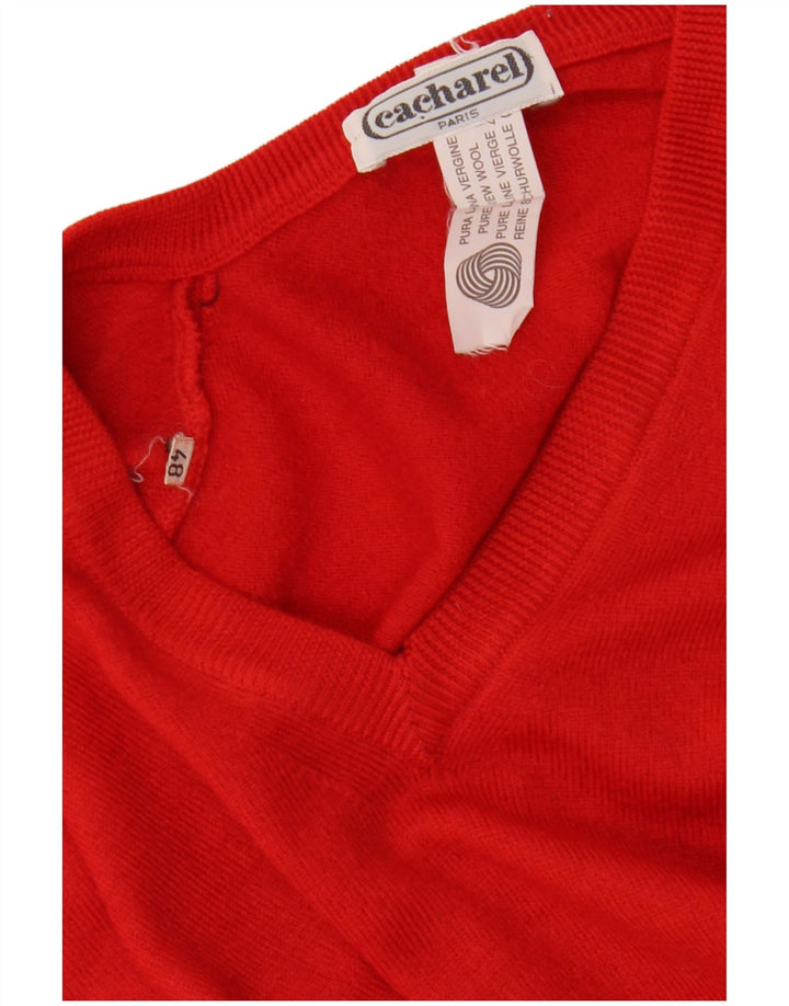 Женский джемпер с v-образным вырезом Cacharel IT 48 XL, красная шерсть