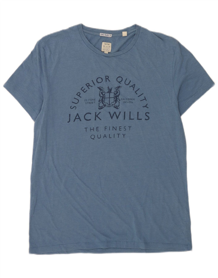 Мужская футболка с рисунком Jack Wills, маленький синий хлопок
