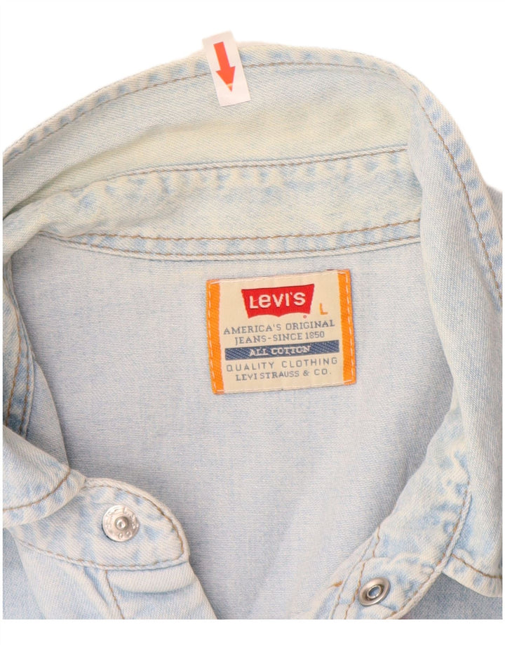 Мужская джинсовая рубашка Levi's, большая синяя хлопковая ткань