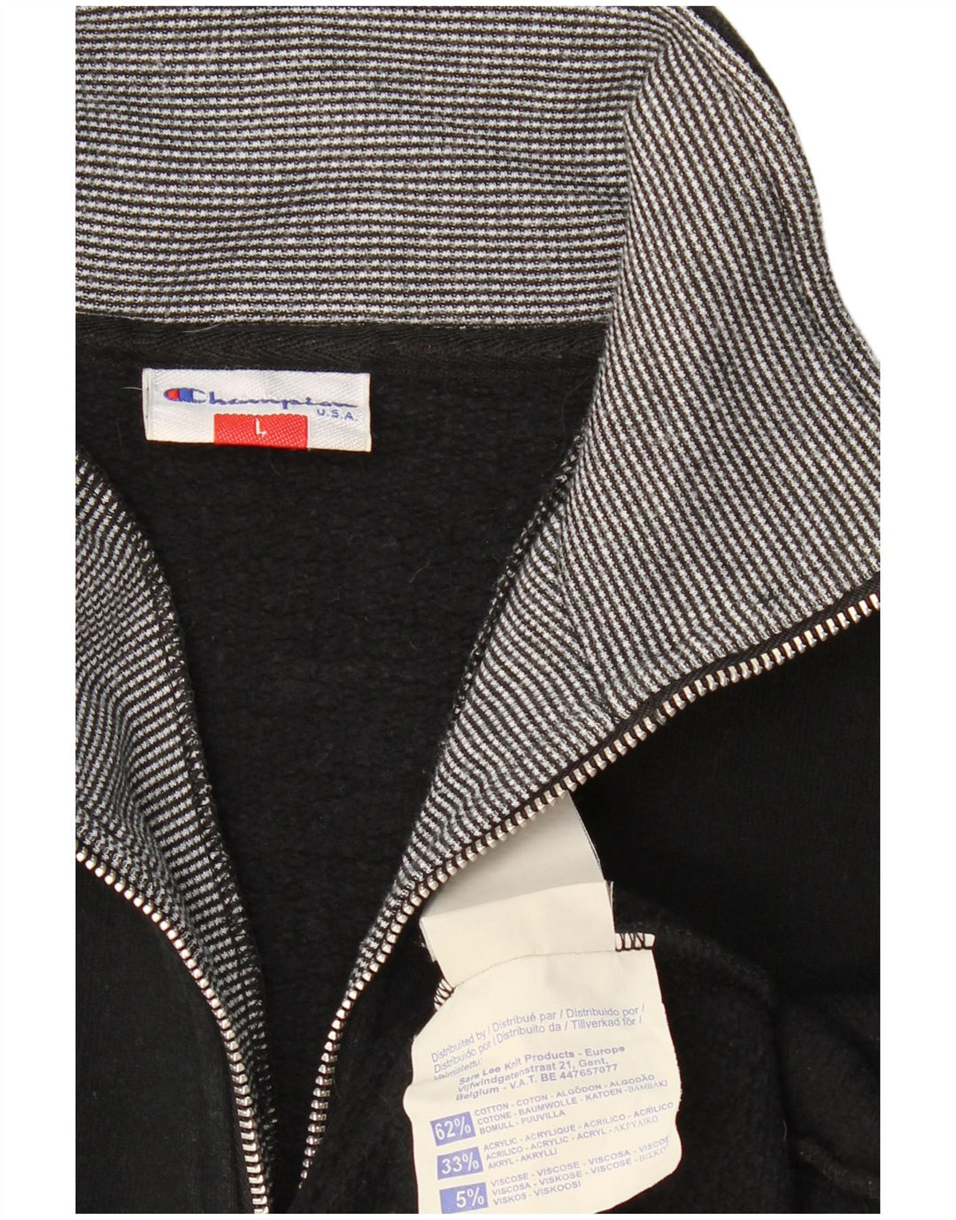 Мужской свитер с воротником на молнии CHAMPION, большой черный хлопковый джемпер