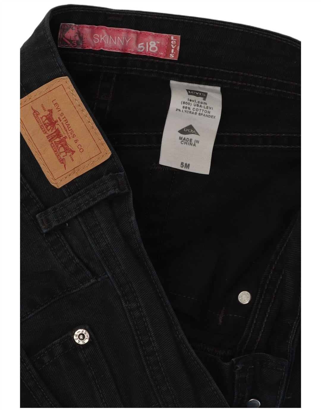 Женские джинсы скинни LEVI'S 518 US 5 Medium W30 L30 Темно-синий хлопок