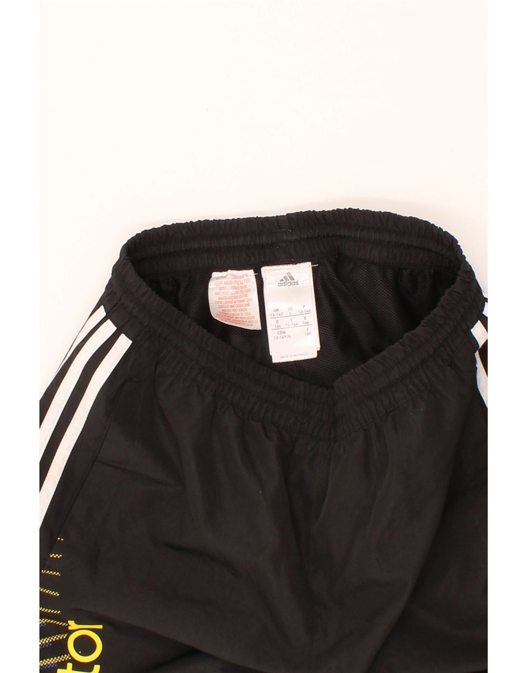 ADIDAS Boys Graphic Sport Shorts 13-14 Years  Black Polyester Vintage Adidas and Second-Hand Adidas from Messina Hembry 