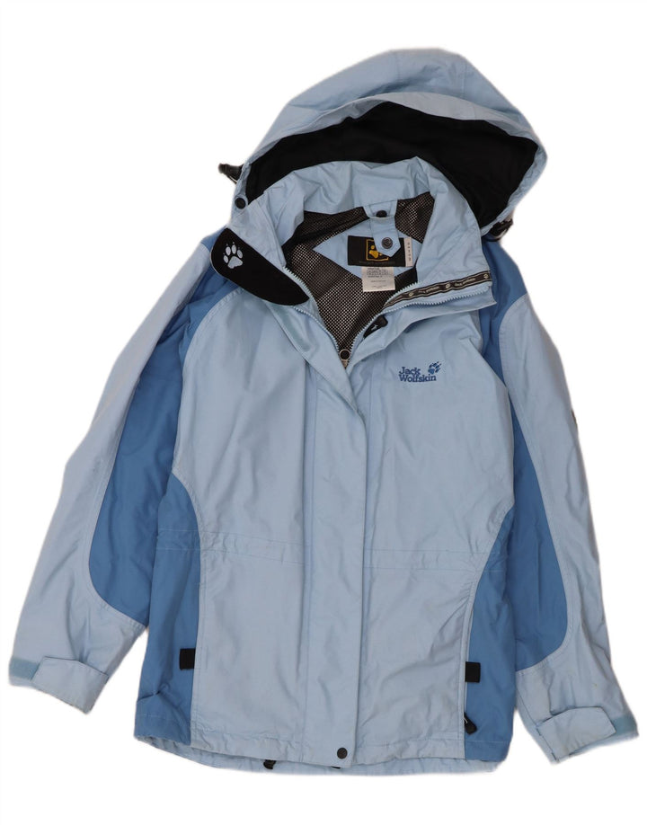 Женская дождевик с капюшоном Jack Wolfskin UK 12, средний синий полиамид