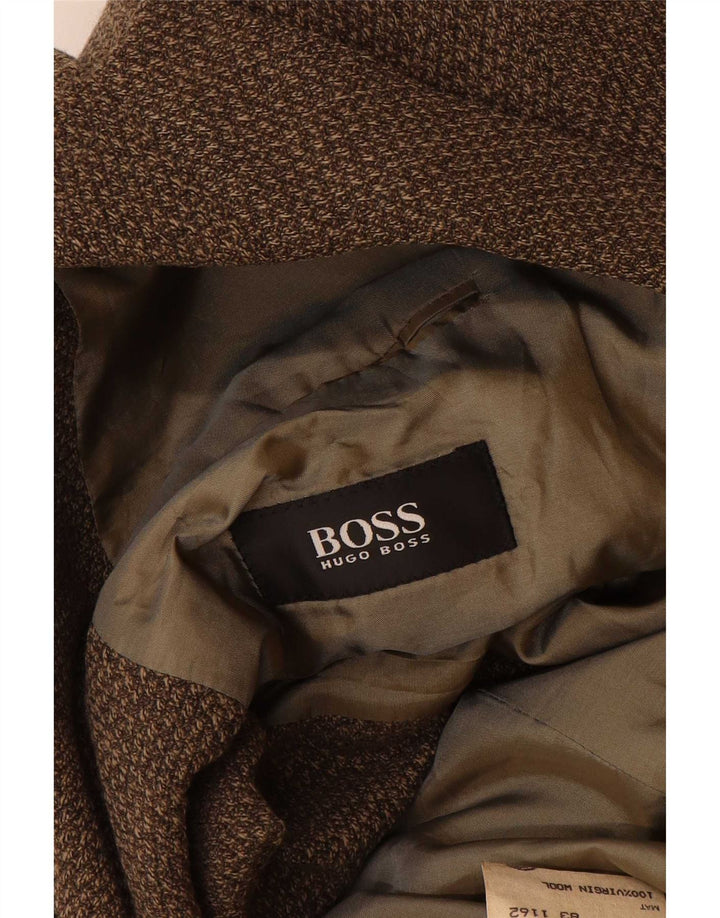 Мужской пиджак Hugo Boss на 3 пуговицах EU 52 XL Коричневый из натуральной шерсти