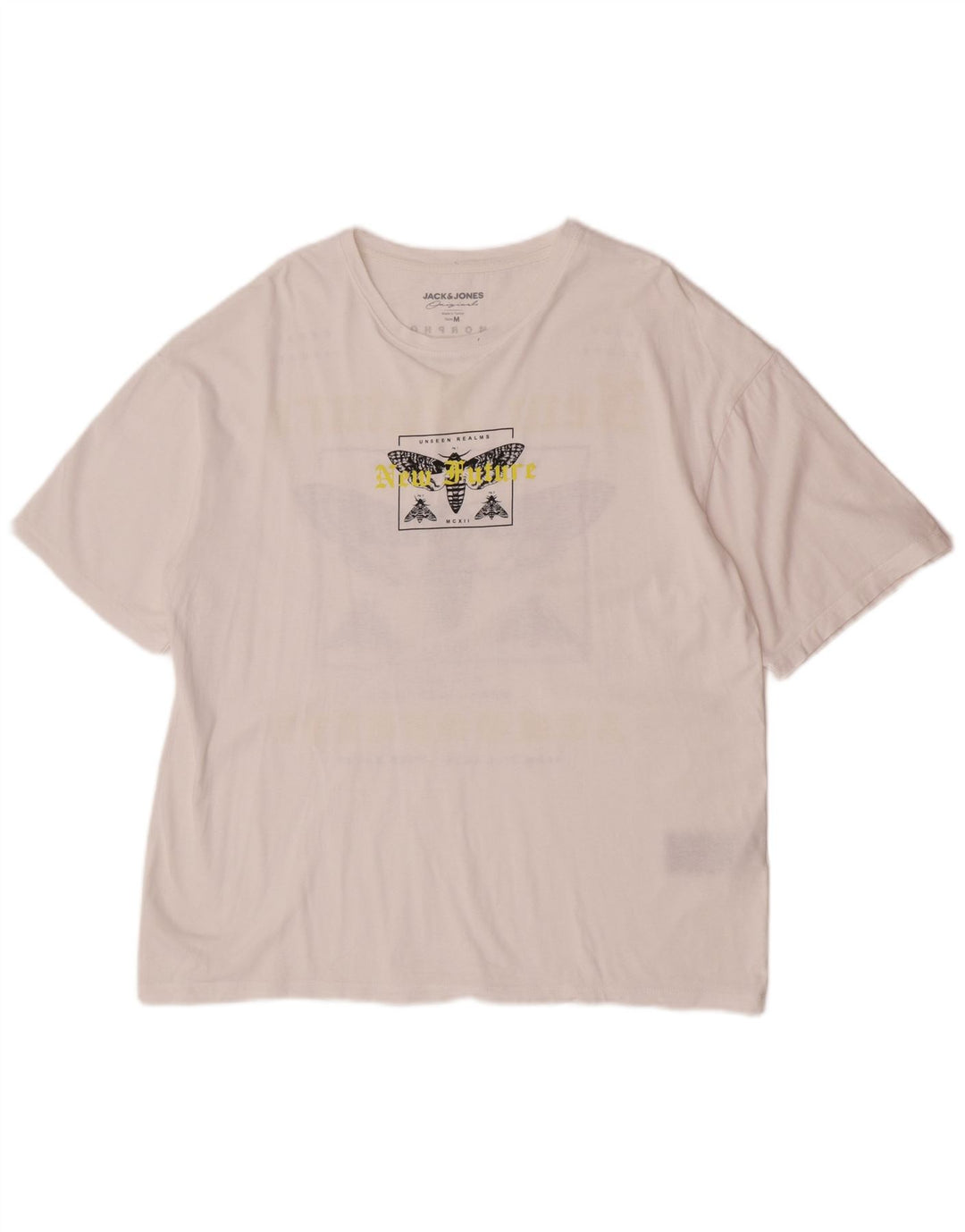 Мужская футболка с рисунком Jack & Jones, топ среднего размера, белый хлопок, хлопок