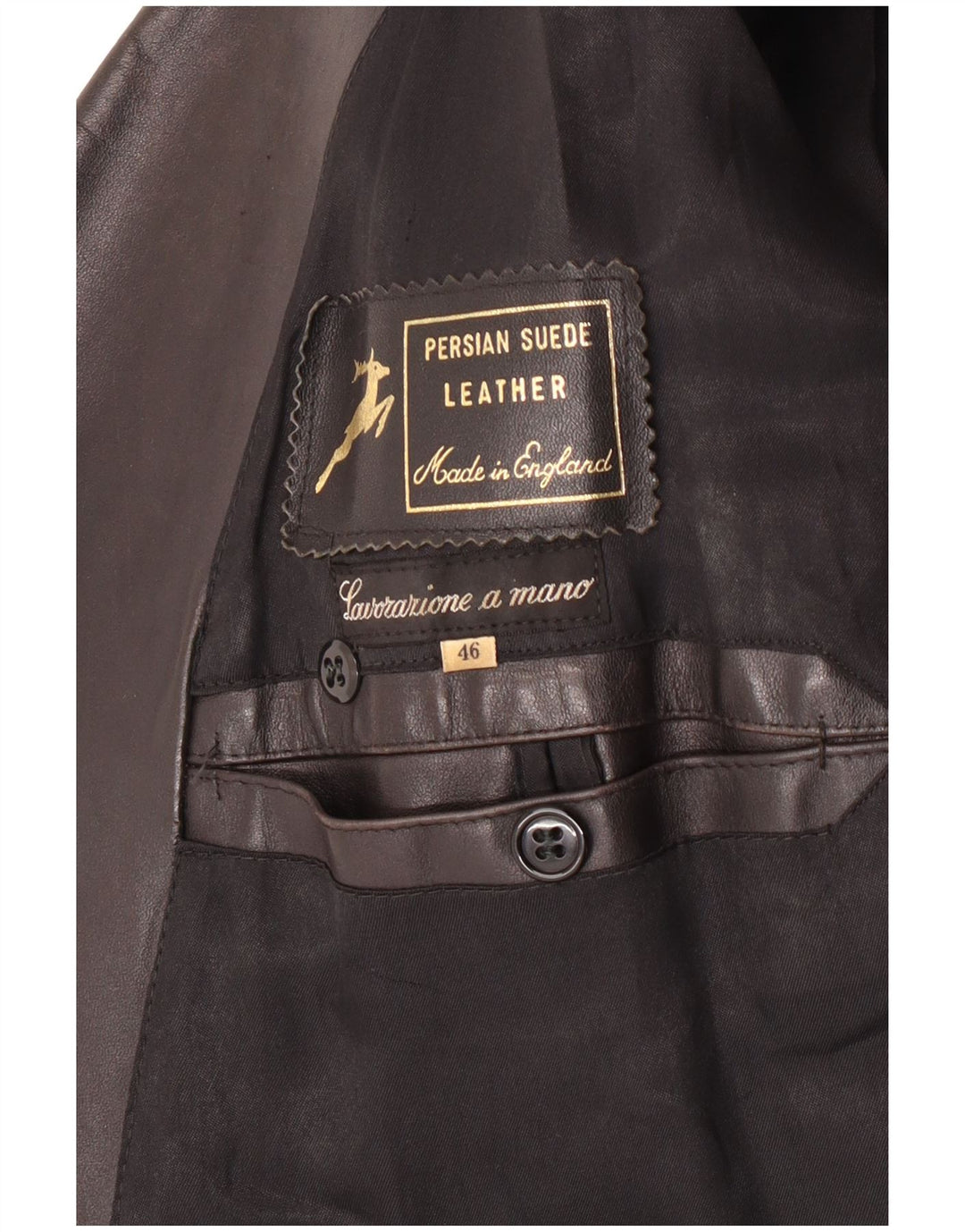 Винтажное мужское кожаное пальто IT 46 маленькое черное кожаное классическое