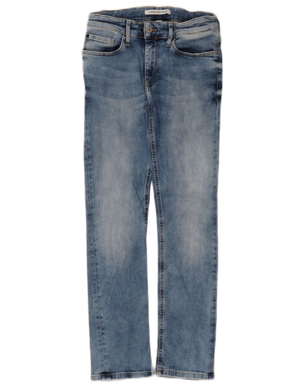 Джинсы облегающего кроя Calvin Klein для девочек 11–12 лет W25 L26, синий хлопок