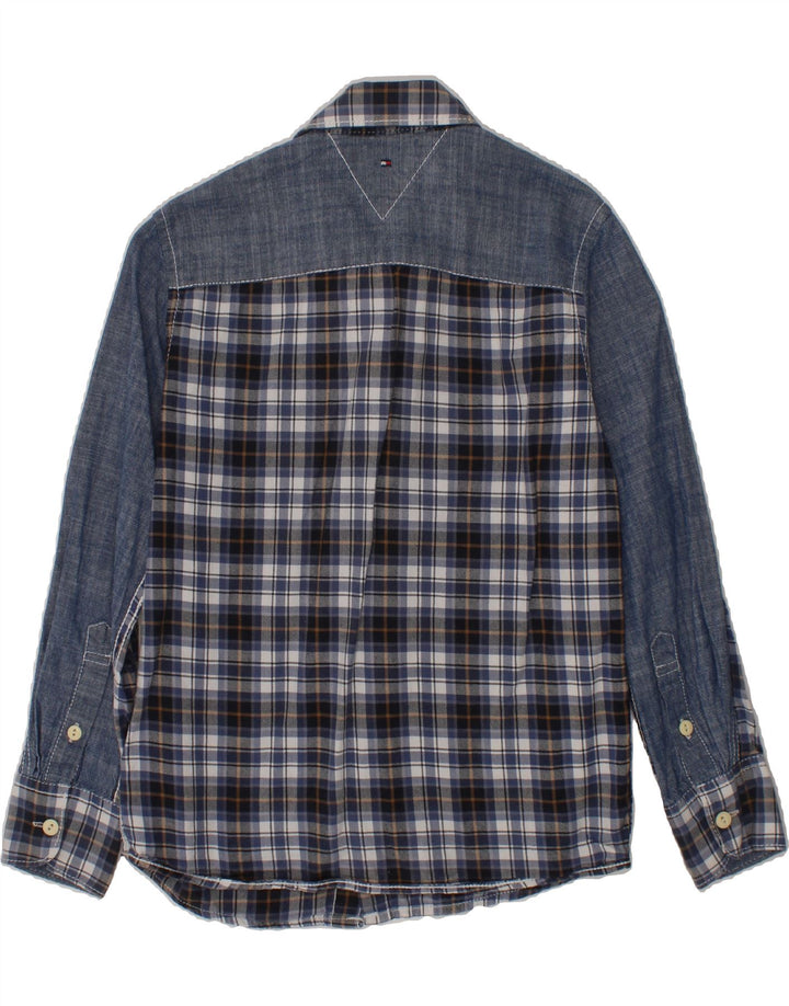 TOMMY HILFIGER Boys Flannel Shirt 7-8 Years Blue Check Cotton Vintage Tommy Hilfiger and Second-Hand Tommy Hilfiger from Messina Hembry 