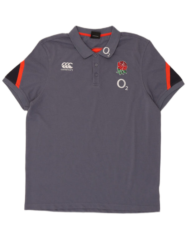 Мужская рубашка-поло с графическим рисунком CANTERBURY XL, темно-синяя, полиэстер с цветными блоками