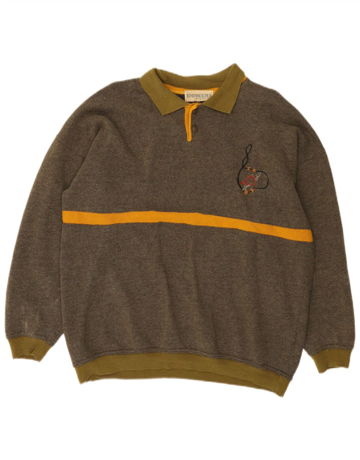 Винтажный мужской свитер с воротником поло, большой шерстяной полосатый свитер цвета хаки