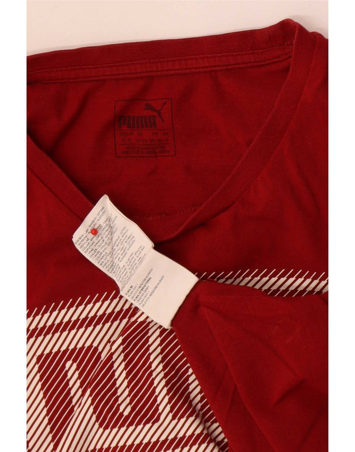 Мужская футболка с рисунком Puma, хлопковый топ среднего красного цвета