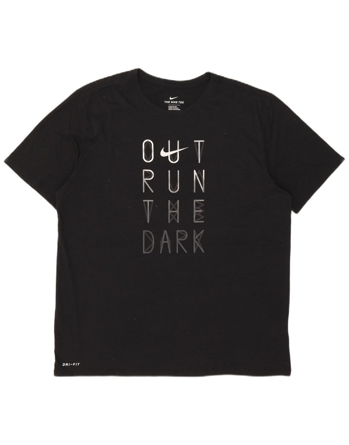 Мужская футболка с рисунком Nike Dri Fit Top XL, черный полиэстер