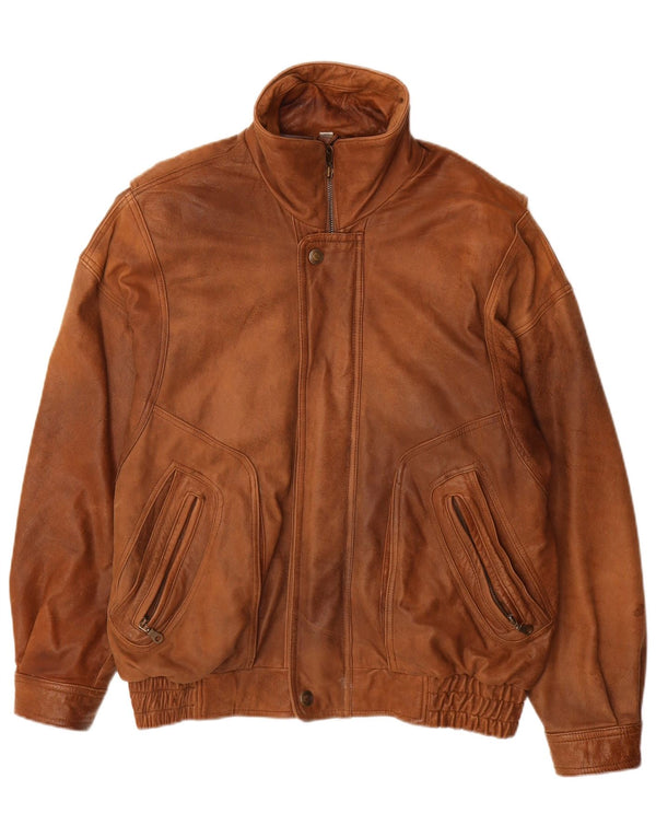 CARLO COMBERTI Мужская кожаная куртка IT 48 Medium Brown Leather