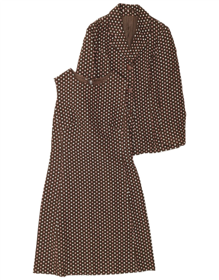 Винтажный женский комплект из 2 предметов с 3 пуговицами IT 48 XL, коричневый в горошек