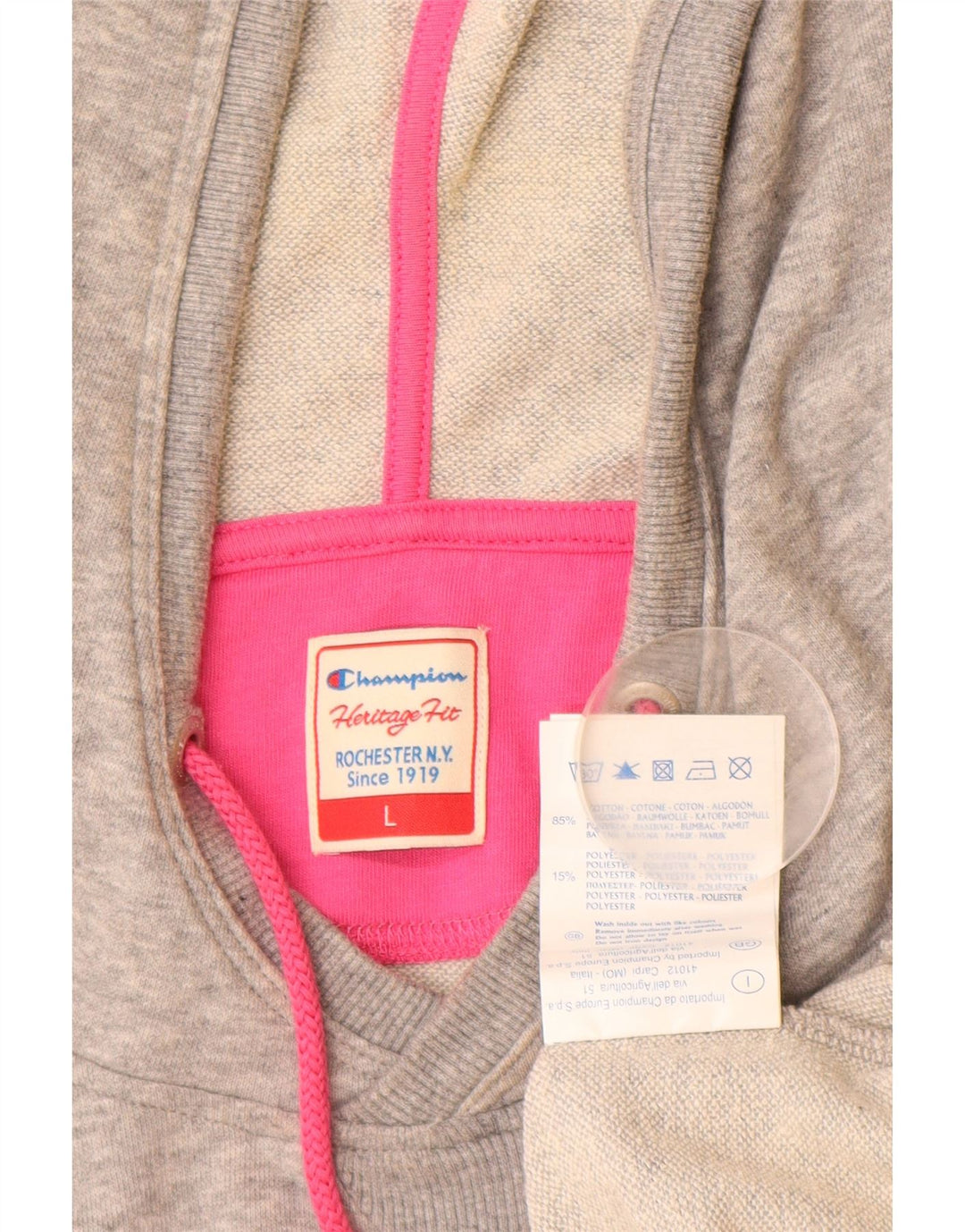 Женский джемпер с капюшоном CHAMPION Heritage Fit с рисунком, Великобритания 16, большой серый хлопок