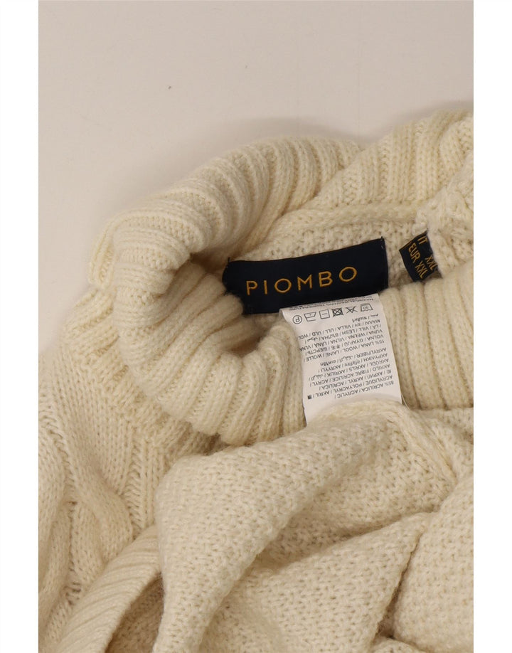 Мужской свитер PIOMBO с высоким воротником 2XL, белый акрил