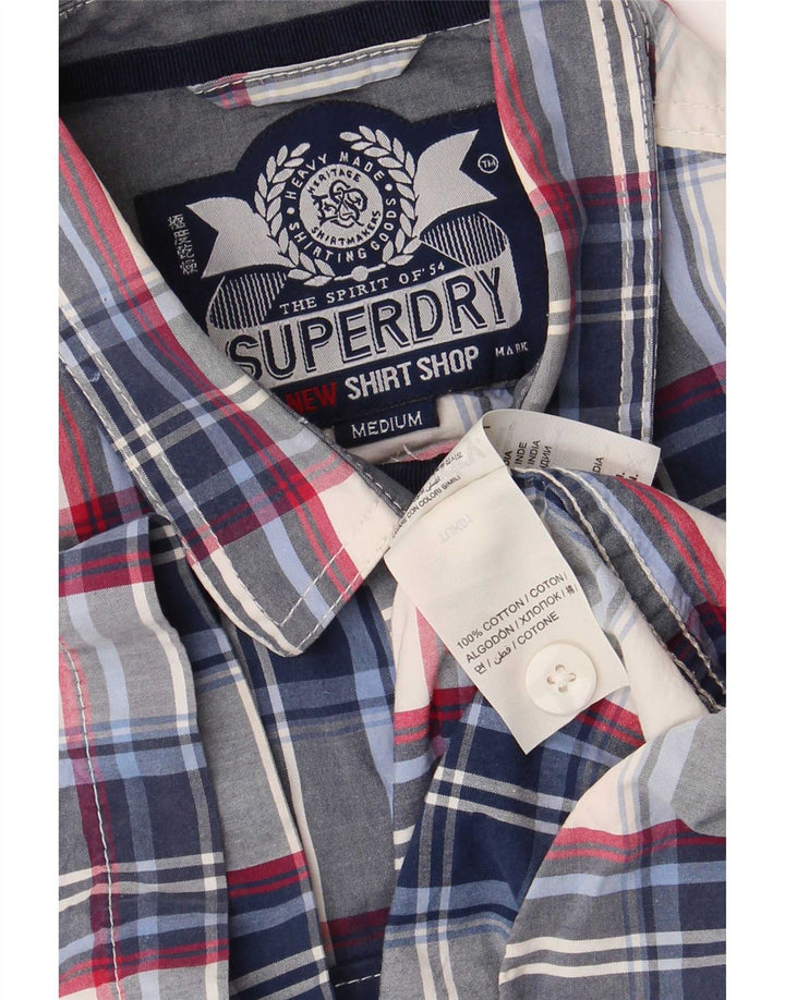 Мужская рубашка с коротким рукавом Superdry среднего синего цвета в клетку