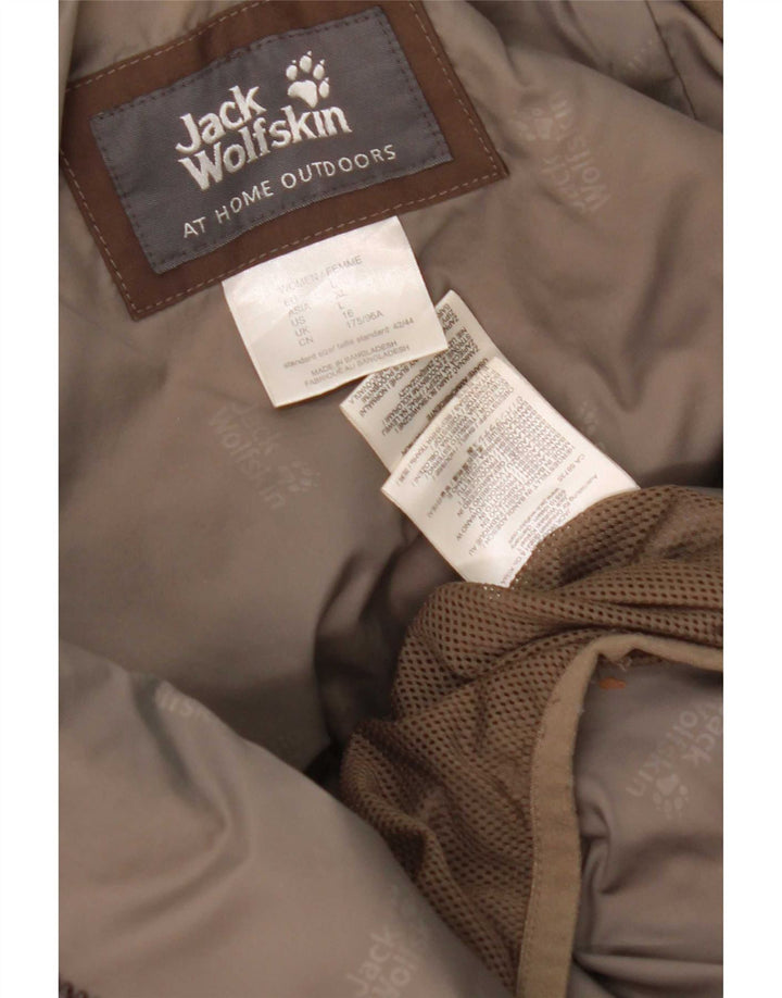 Женская парка Jack Wolfskin с капюшоном UK 16, большой коричневый полиэстер