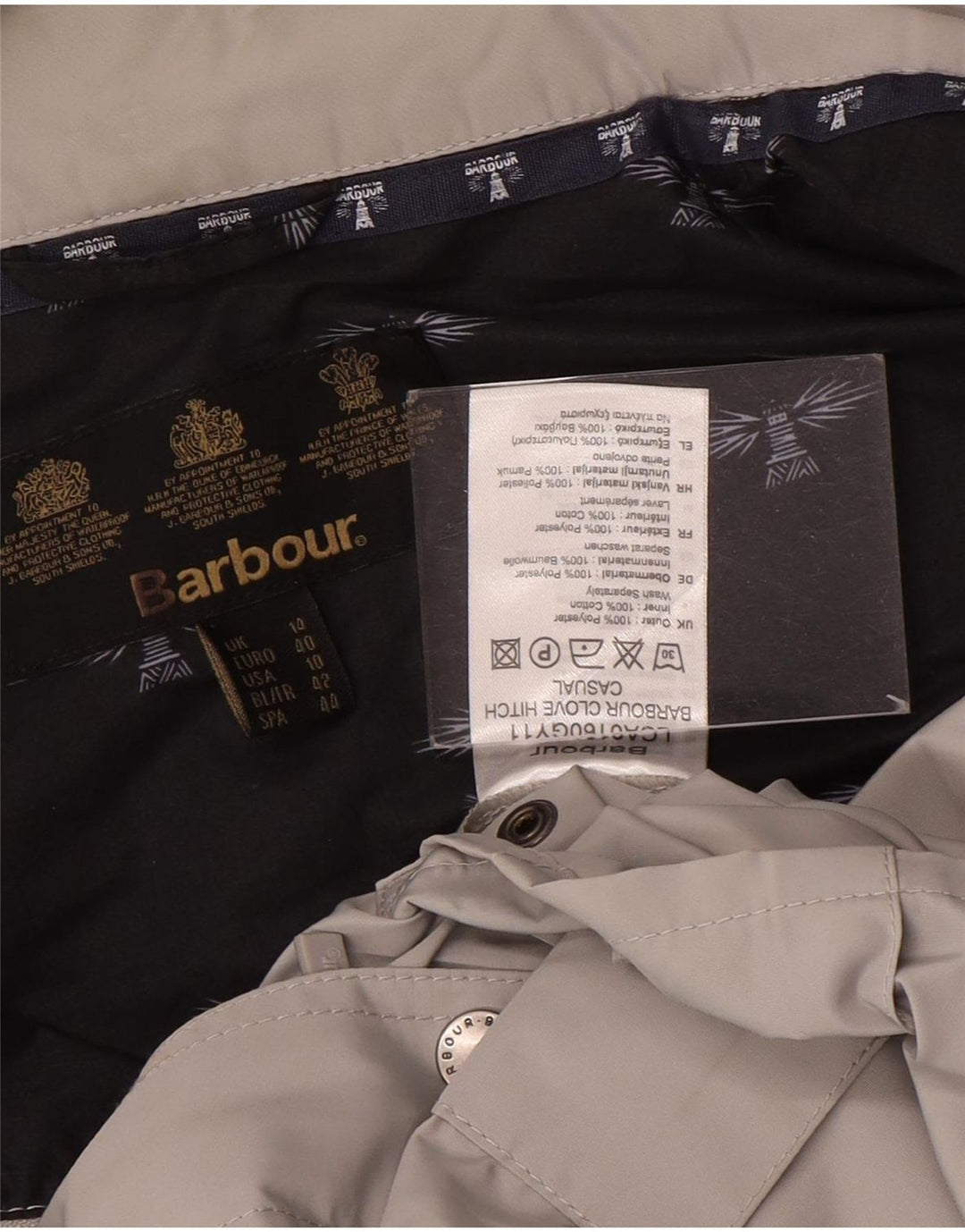 Женская дождевик с капюшоном Barbour UK 14, большой серый полиэстер