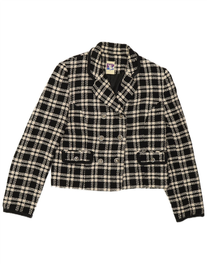 Женский двубортный пиджак Yessica EU 40, средний черный в клетку, шерстяной